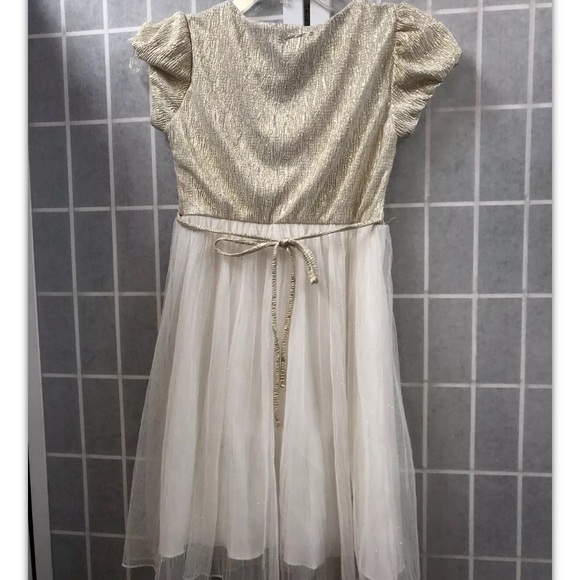 My Michelle, girl, dress, white/gold, size 10.: - Picture 2 of 8